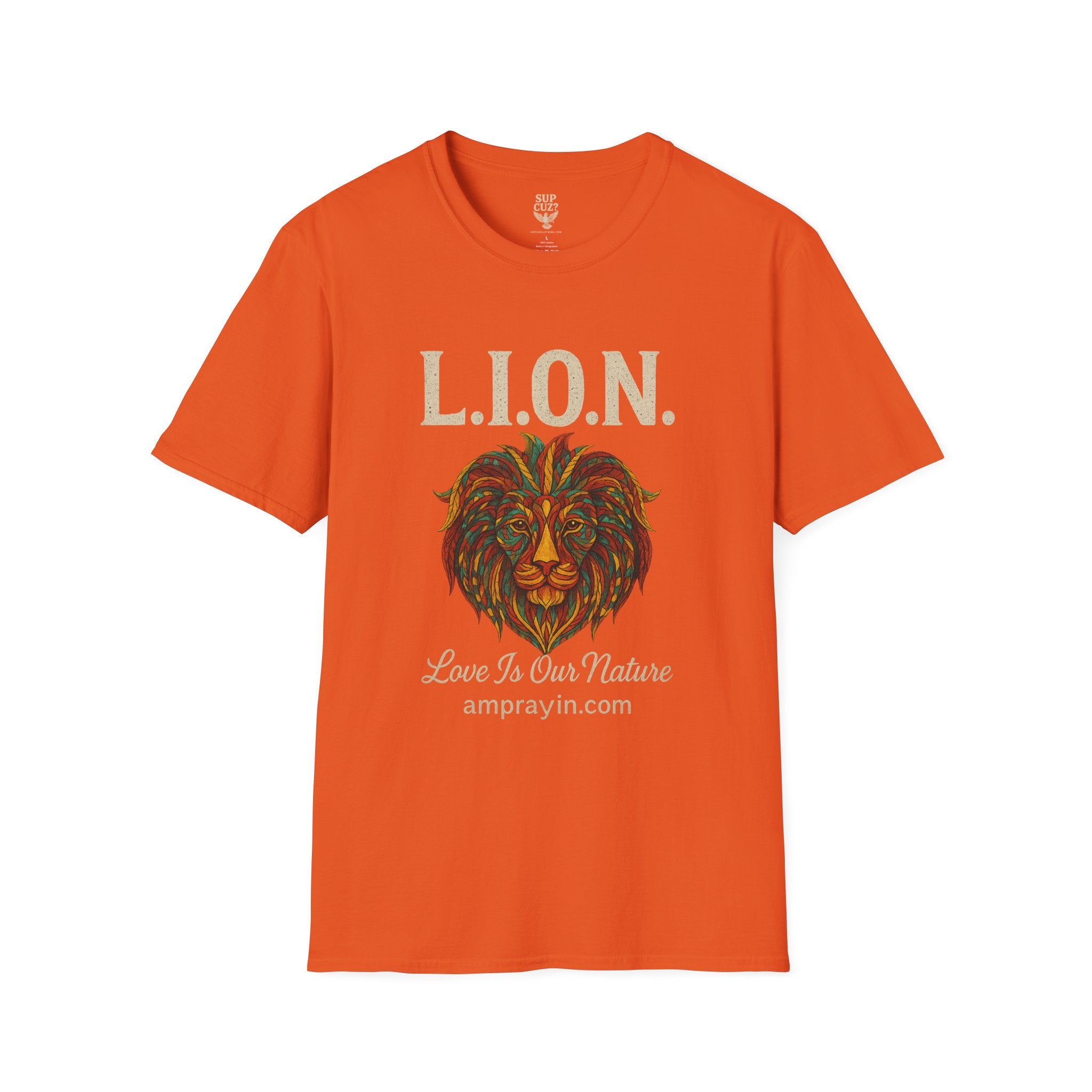 Vibrant Lion Love Unisex T-Shirt, Inspirational Nature Tee, Animal Lover Gift, Eco-Friendly Wear, Summer Festival Fashion